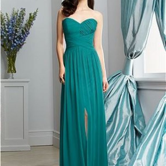Dessy Strapless Grecian Bridesmaid Chiffon Dress - Picture 1 of 10